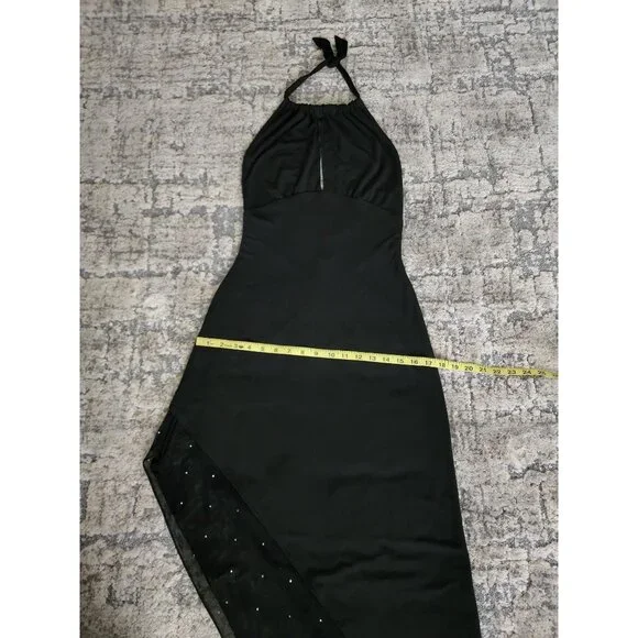 Cache Women's Black Taffeta Halter Asymmetric Hem Cocktail Dress Size Medium NWT - Picture 8 of 10
